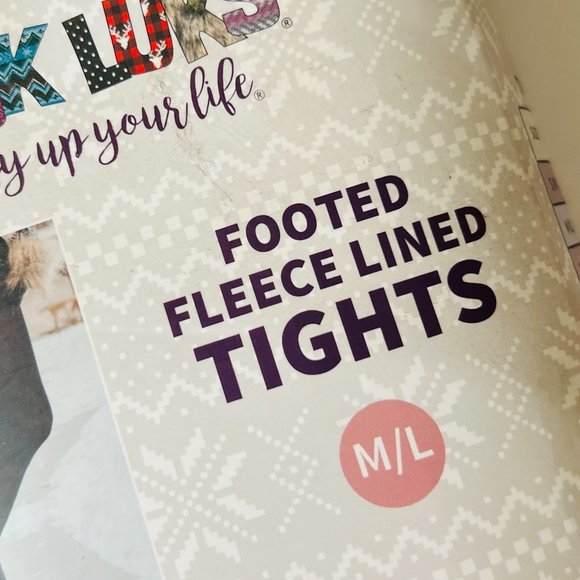 MUK LUKS Footed Fleece Lined Tights 2 Pair NWT Size M/L - Picture 4 of 4